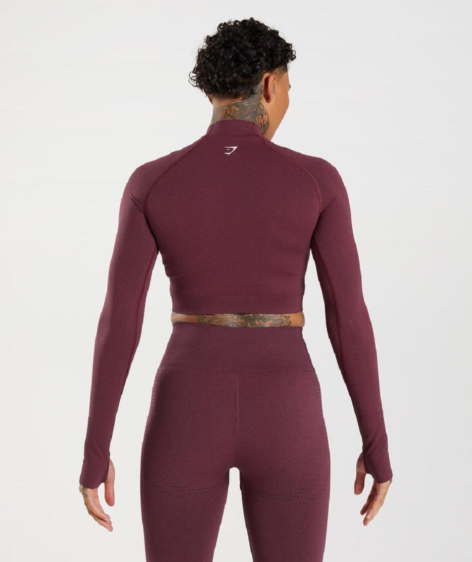 Corp Tops Gymshark Vital Seamless 2.0 High Neck Midi Mujer Burdeos | CO 2524JPQ